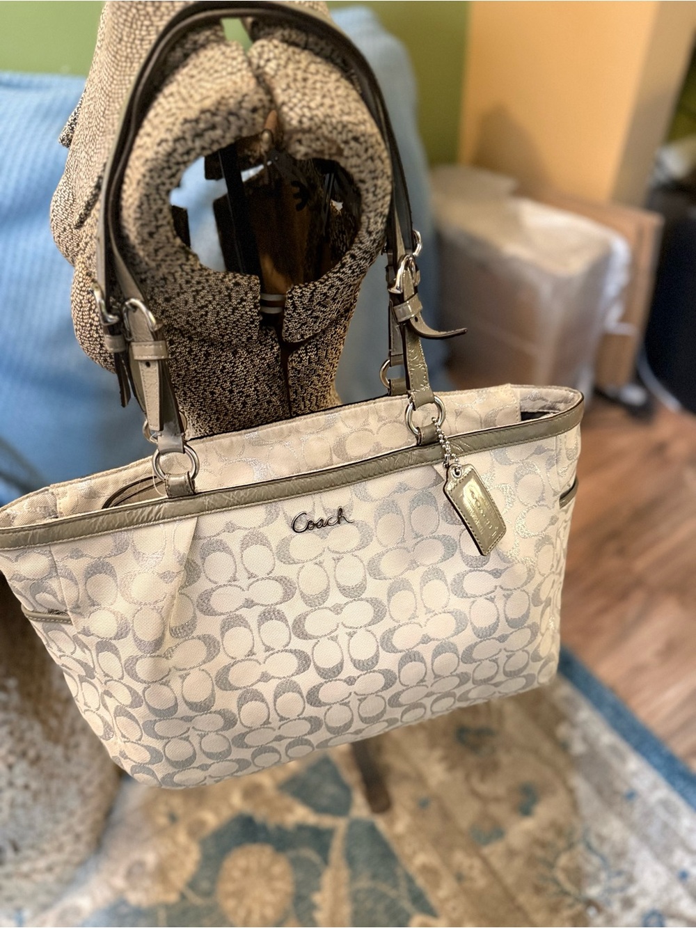 Coach Tote in Chalk and Light Gold Trim